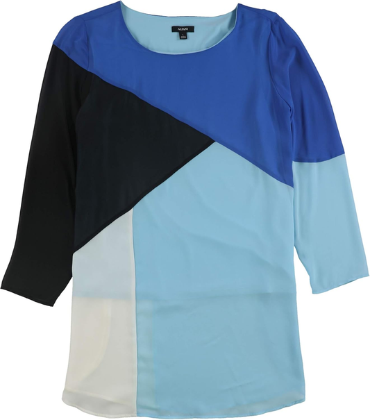 Womens Colorblock Tunic Blouse, Blue, X-Large