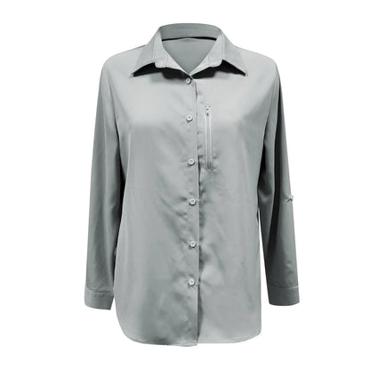 Clearance! Shirts for Women Womens Shirts Upf 50+ Sun Long Sleeve Outdoor Cool Fishing Hiking Shirt T Shirts for Women Grey,S