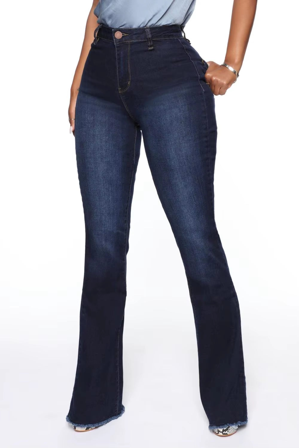 2020 Hot Sale Woman Denim Flare Pants High Waist Slim Stretch Jeans Casual Bootcut Jeans Top Quality Wholesale Price