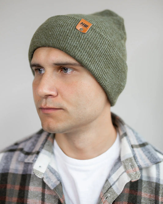 HAAKWEAR Knit Cuffed Classic Beanie / Hat - Forest Green, Made in USA