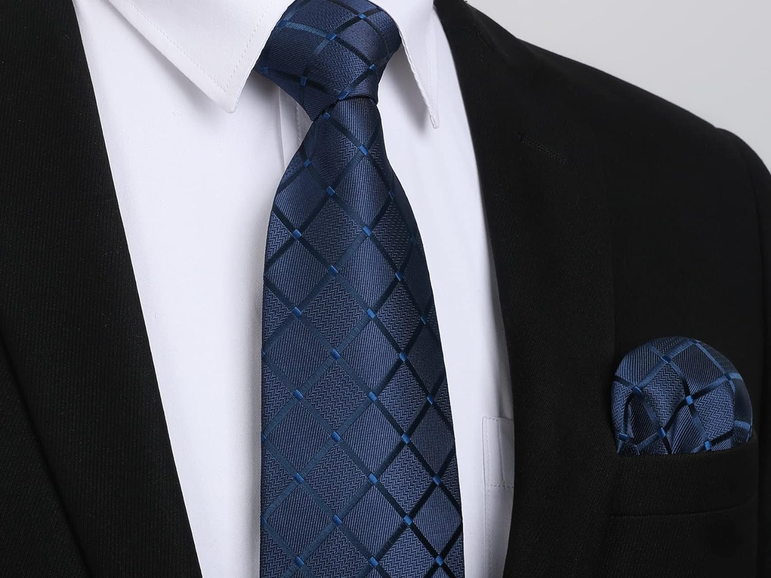 Plaid Checkered Tie Handkerchief Woven Classic Formal Men'S Necktie & Pocket Square Set