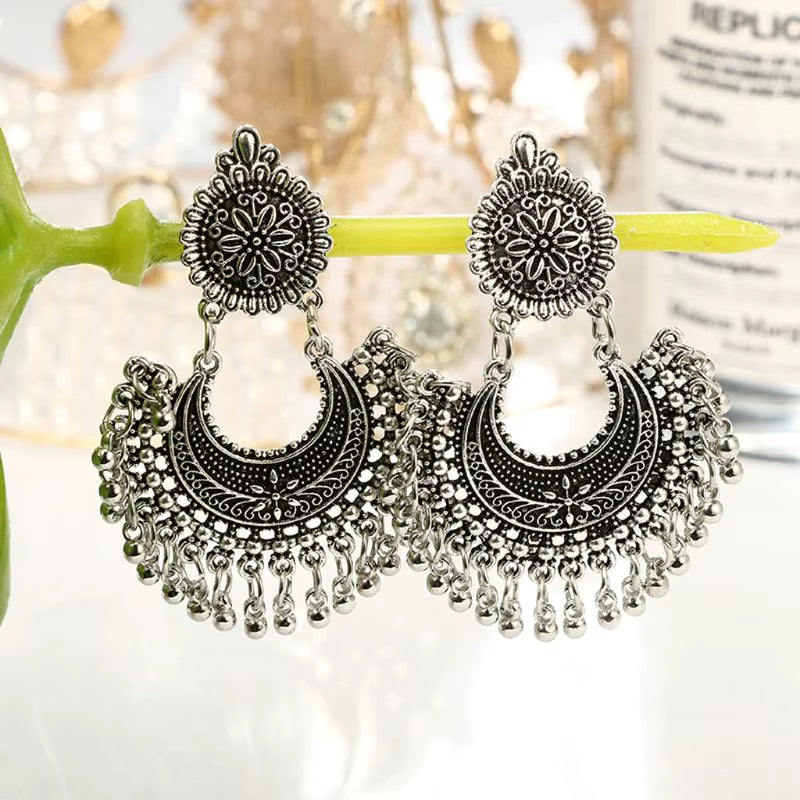 Women Earrings Metal Tassel Jhumka Indian Ethnic Bollywood Dangle Earrings Fashion Jewelry Accessories
