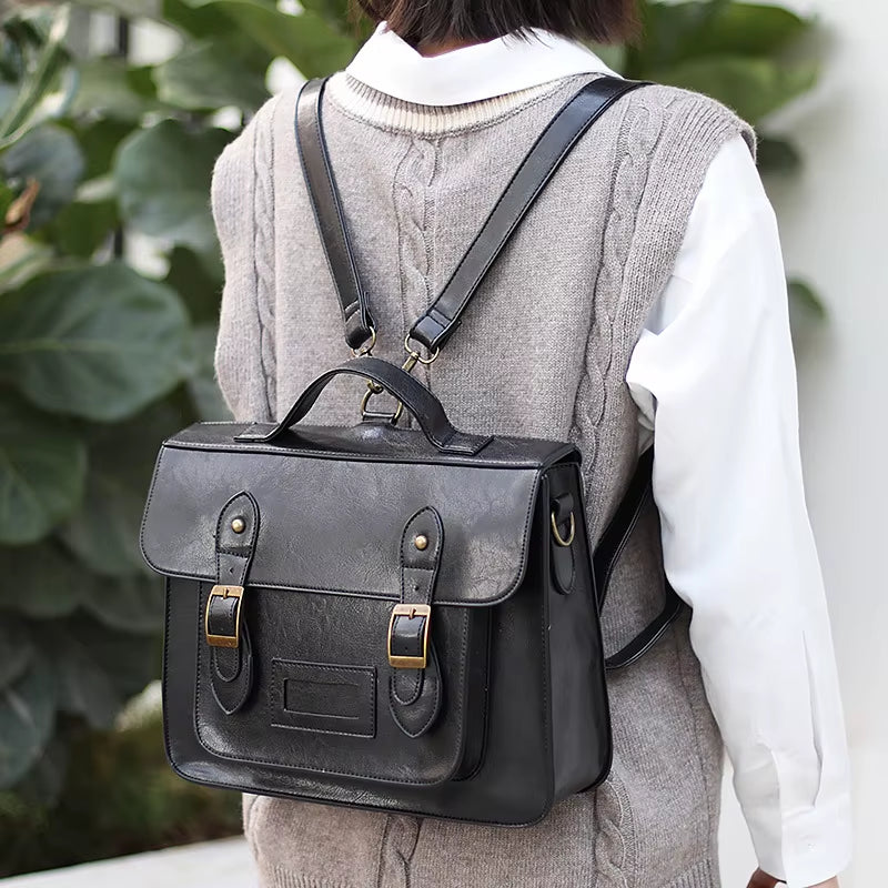 Korean Version Women Backpack 2023 New Multifunction Female Big Tote Bag PU Leather College Style Shoulder Bag Student Schoolbag