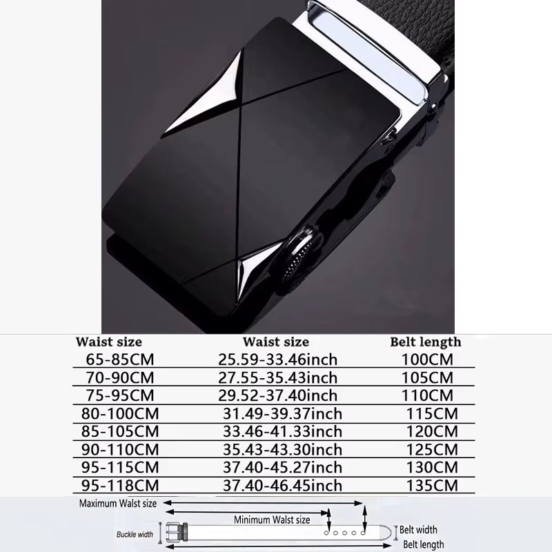 Men Belts Automatic Buckle Belt Genune Leather High Quality Black Male Belts for Men Leather Strap Casual Buises for Jeans