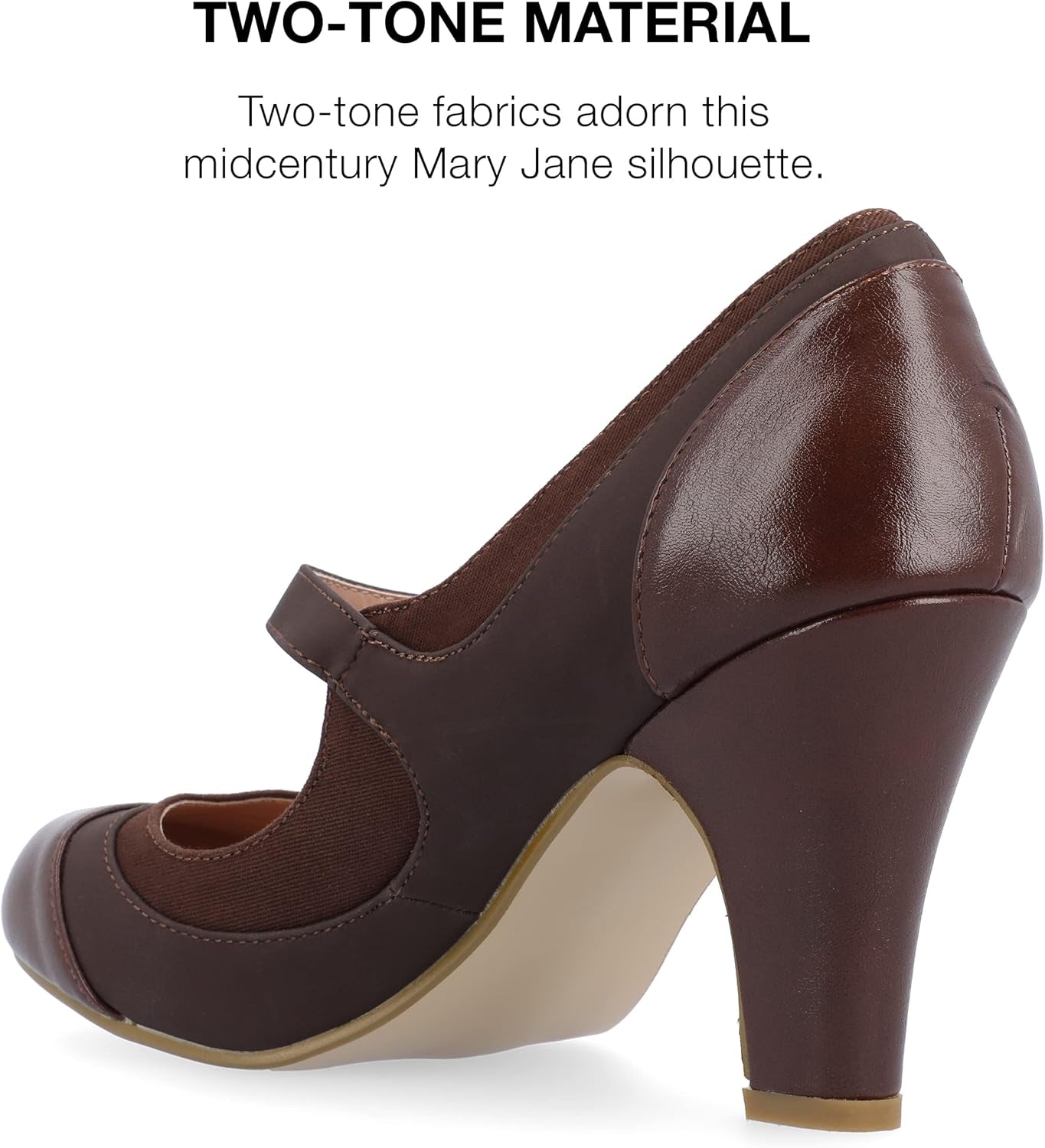 Womens Siri round Toe Block Heel Mary Jane Pumps - Size: 6 - Brown