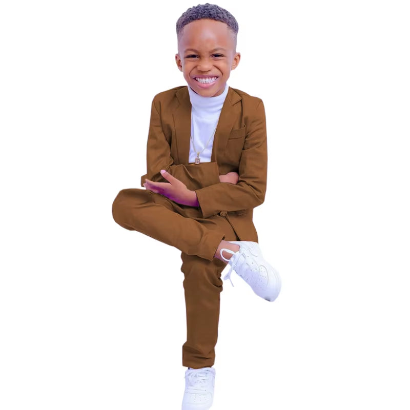 British Boys Suit Children'S Formal Set Autumn Winter Jacket Pants 2 Pieces Outfit Kids Party Birthday Baby'S Dress for Wedding