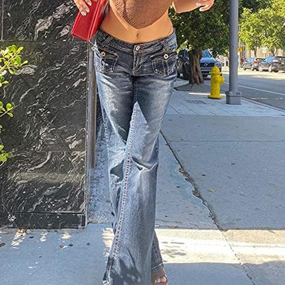 Women Gothic Cargo Pants Loose Low Waist Trousers Wide Leg Baggy Jeans Harajuku Streetwear Punk