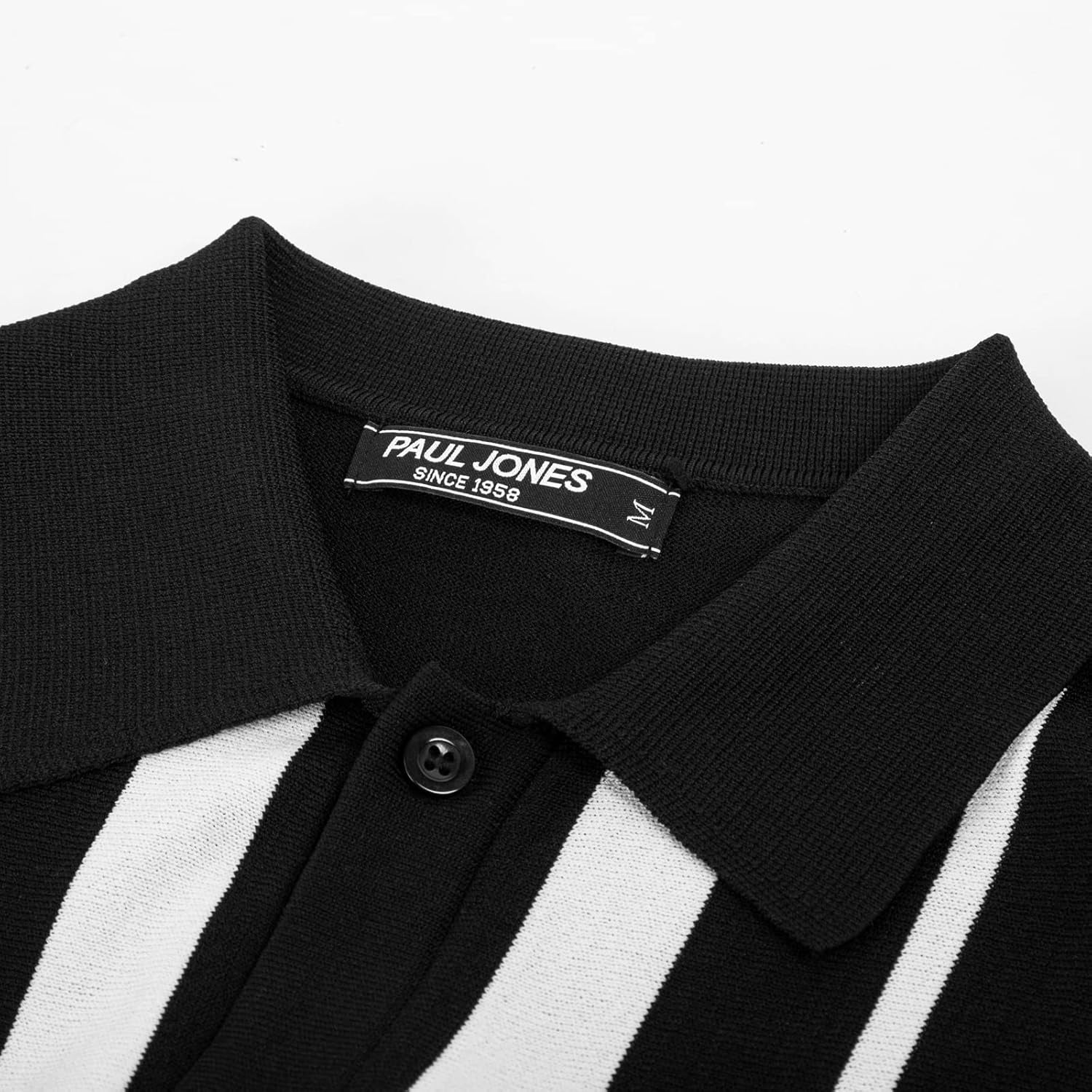Mens Polo Shirts Vintage Striped Button down Knitted Golf Shirts