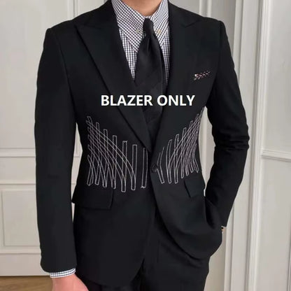 2023 High Quality Embroidery Patterns Suit Two Piece Wedding Party Suit Groom Banquet Suit Slim Costume Homme Mariage