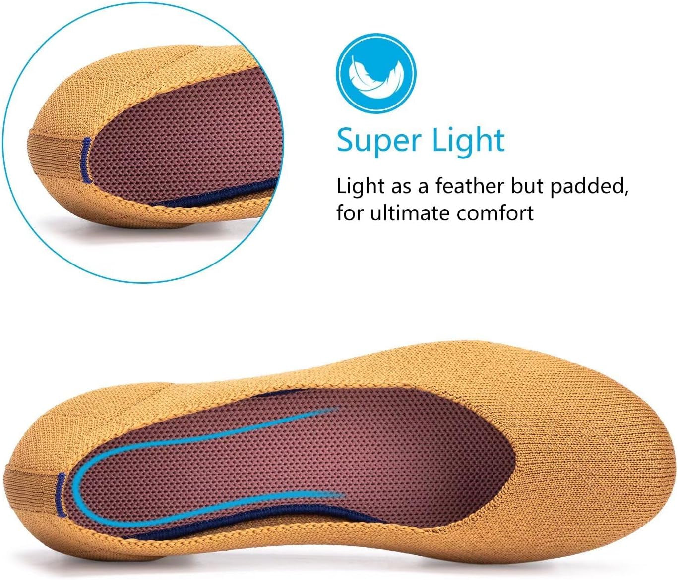 Women’S Ballet Flat Shoes Knit Dress Shoes round Toe Slip on Ballerina Walking Flats Shoes for Woman Low Wedge Comfort Soft