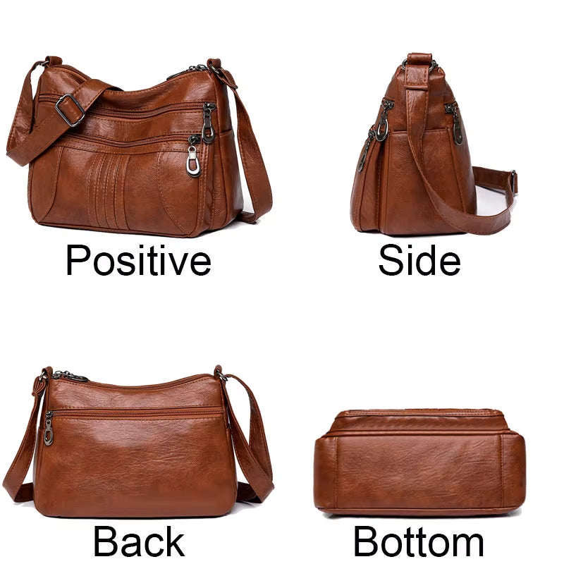 Multiple Pockets Soft Leather Hand Bags for Women Luxury Handbags Women Bags Designer Shoulder Crossbody Bags with Free Shipping