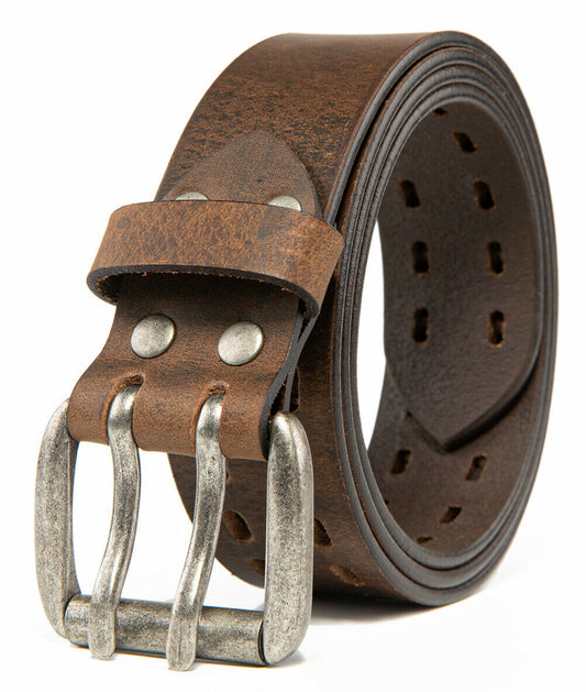 Men’S Top Grain Leather Belts for Men Genuine Solid Belt Workmen 1.5Inch Width