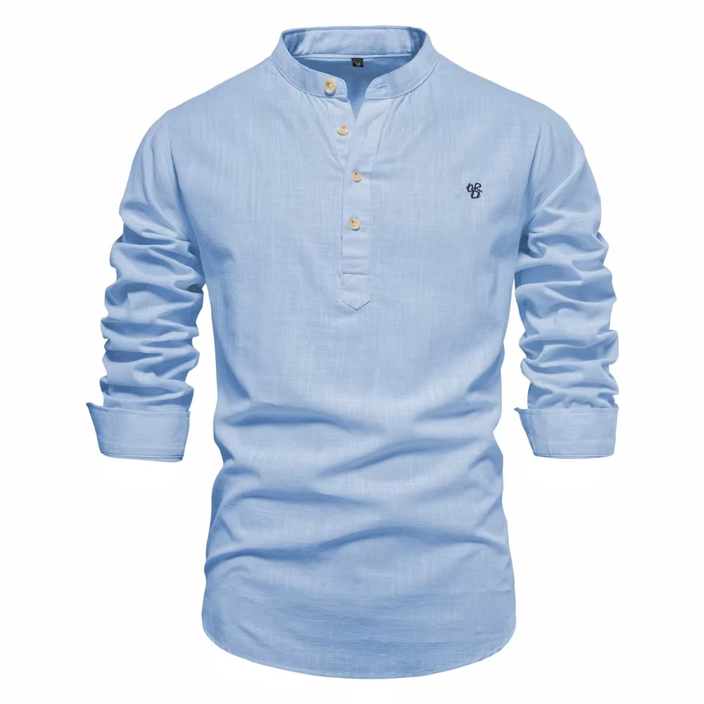 New Spring Cotton Social Shirt Men Solid Color High Quality Long Sleeve Shirt for Men Lapel Casual Social Men'S Shirts