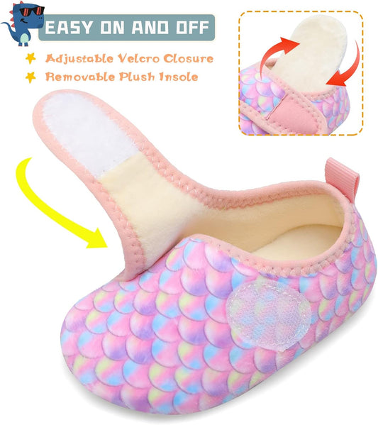 Toddler Warm Winter House Slippers Baby Boys Girls Indoor Home Slippers Cozy Lightweight Non-Slip Shoes for Infant Kids Plush Linned