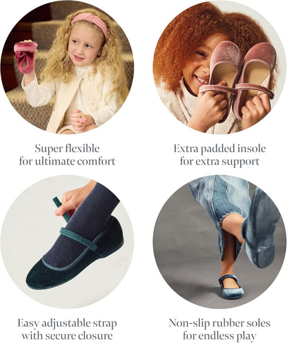 Mary Jane Shoes for Girls – Classic & Comfortable Dress Shoes for Toddlers & Kids – Perfect Flats for School, Play, and Special Occasions (Velvet)