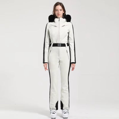 One-Piece Ski Suit Women Thickening Snowboard Female Overalls Winter Windproof Waterproof Breathable Clothing Skiing