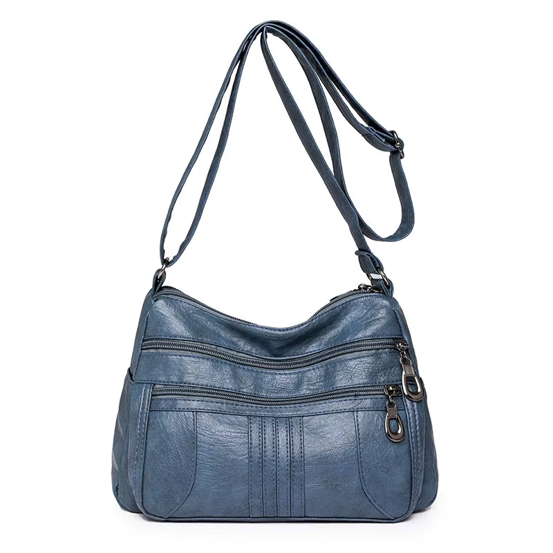 Multiple Pockets Soft Leather Hand Bags for Women Luxury Handbags Women Bags Designer Shoulder Crossbody Bags with Free Shipping