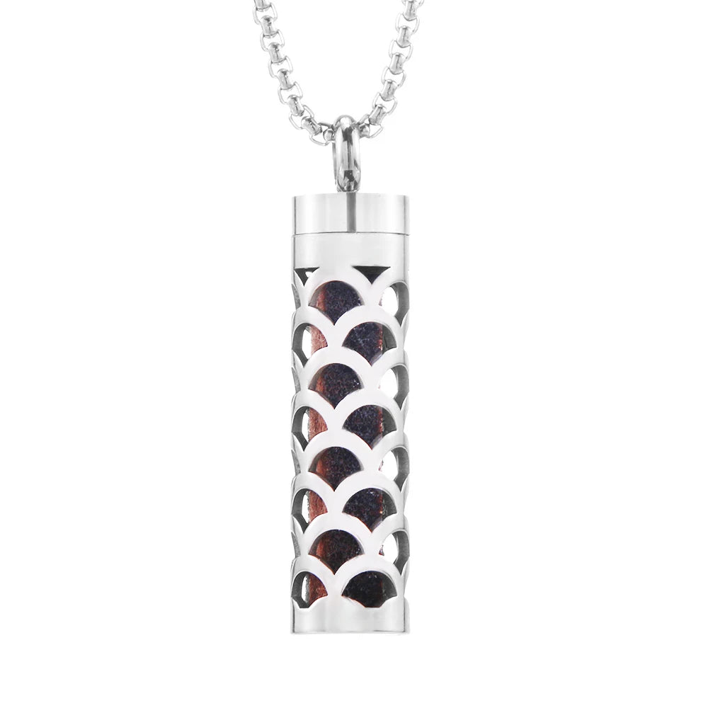 Geometric Style Aromatherapy Essential Oil Pendant Lockets Perfume Storage Diffuser Necklace 316L Stainless Steel Jewelry Gift