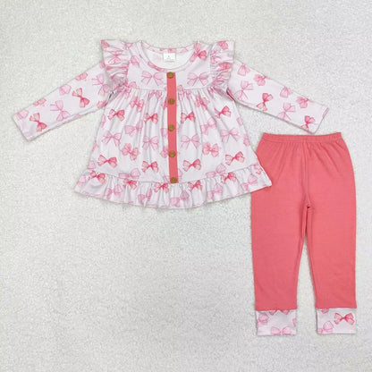 Wholesale Infant Long Sleeves Clothing Blue Flower Shirt Baby Girl Floral Outfit Toddler Skirt Skorts Shorts Children Kids Set