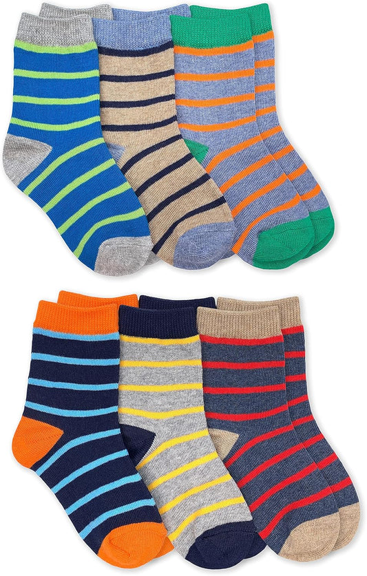 Boys' Stripe Pattern Crew Socks 6 Pack