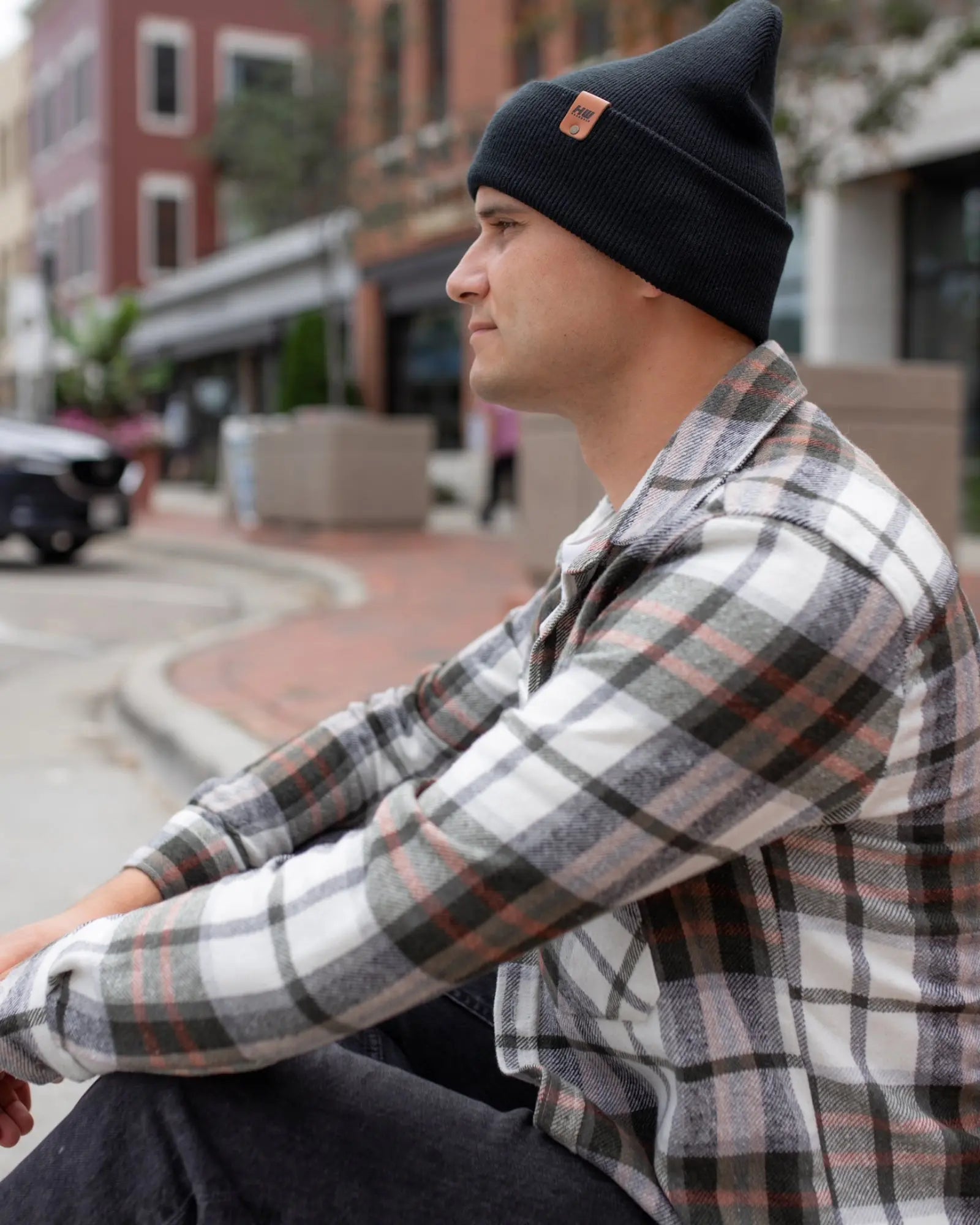 HAAKWEAR Knit Cuffed Classic Beanie / Hat - Charcoal Black, Made in USA