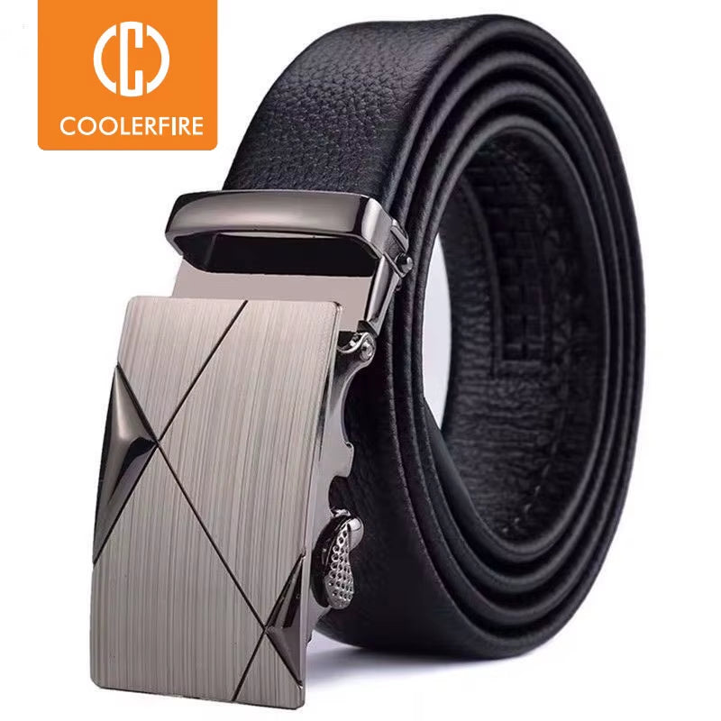 Men Belts Automatic Buckle Belt Genune Leather High Quality Black Male Belts for Men Leather Strap Casual Buises for Jeans