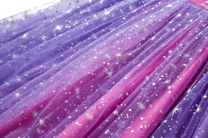 Princess Dress Costume for Little Girls Christmas Day Gift Birthday Party Shining Dress（Purple with Accessories, 120Cm