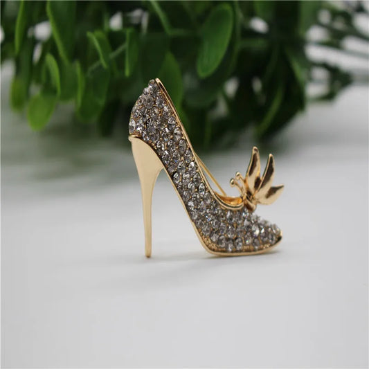 Charms High Heel Shoes Brooch Crystal Collar Pin Brooches for Women Elegant Geometric Shoes Brooches for Lady Femme Jewelry 2021