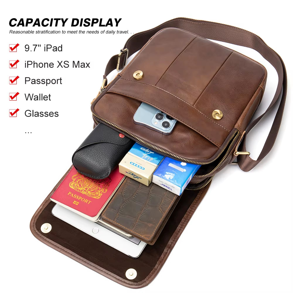 MVA Men'S Genuine Leather Bag Crossbody Bags for Men Messenger Bag Men Leather Fashion Men'S Shoulder Bags Male Handbags 1121