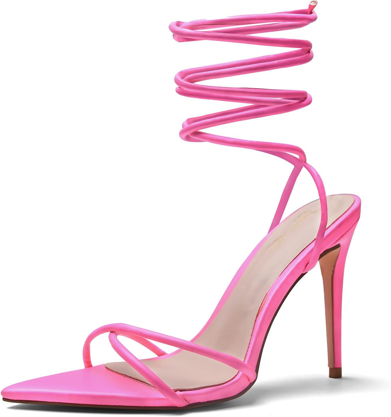 Heeled Sandals, Women'S Sexy Strappy 4.3 Inch Stilettos High Heels Lace up Heeled Sandals Pointed Open Toe Party Dress Shoes