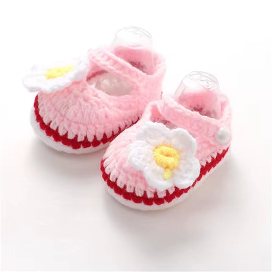 Fashion Comfortable Buckle Baby Shoes Handmade Knitting Crochet Booties Crib Walk Shoes for Infants Toddlers