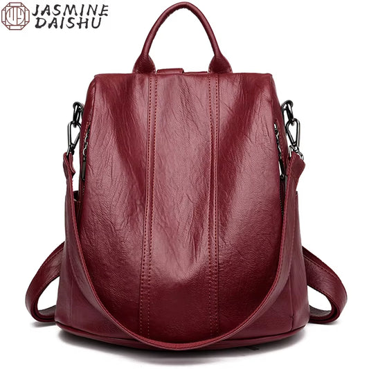 Women'S Waterproof anti Theft Leather Backpack 2024 Girls Shoulder Bags Multifunctional Large Capacity Travel Backpacks Mochilas