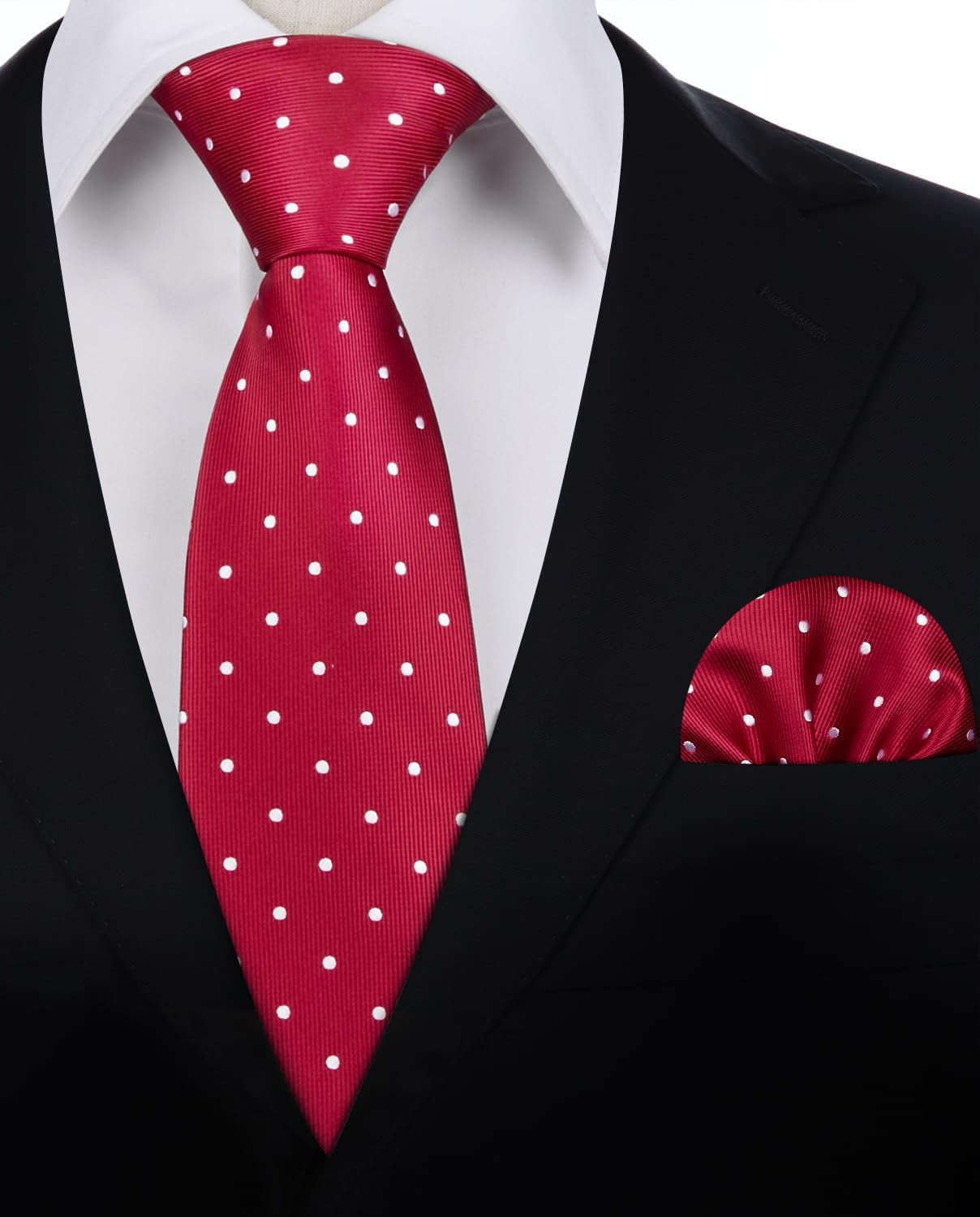Polka Dot Ties for Men Classic Silk Ties and Pocket Square Formal Business Necktie Handkerchief Wedding Party