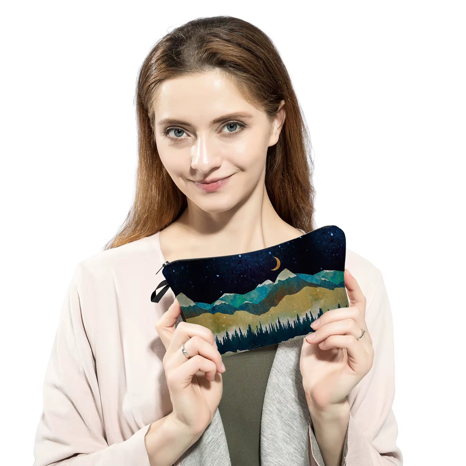 Landscape Painting Makeup Bag Polyester Cosmetic Bag Women'S Necessaire Pouch with Zipper Shaver Kit Bags Luxury Man Travel Bag