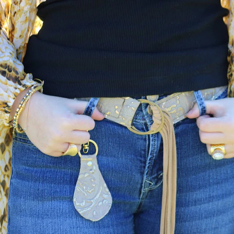Gilded Navajo Leatherbelt W/Leather Fringe Closure