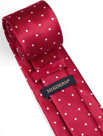 Polka Dot Ties for Men Classic Silk Ties and Pocket Square Formal Business Necktie Handkerchief Wedding Party