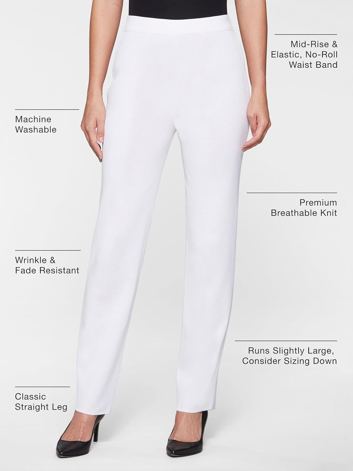 Business Women Pants - Classic Workwear Wrinkle Resistant Professional Ladies Pants