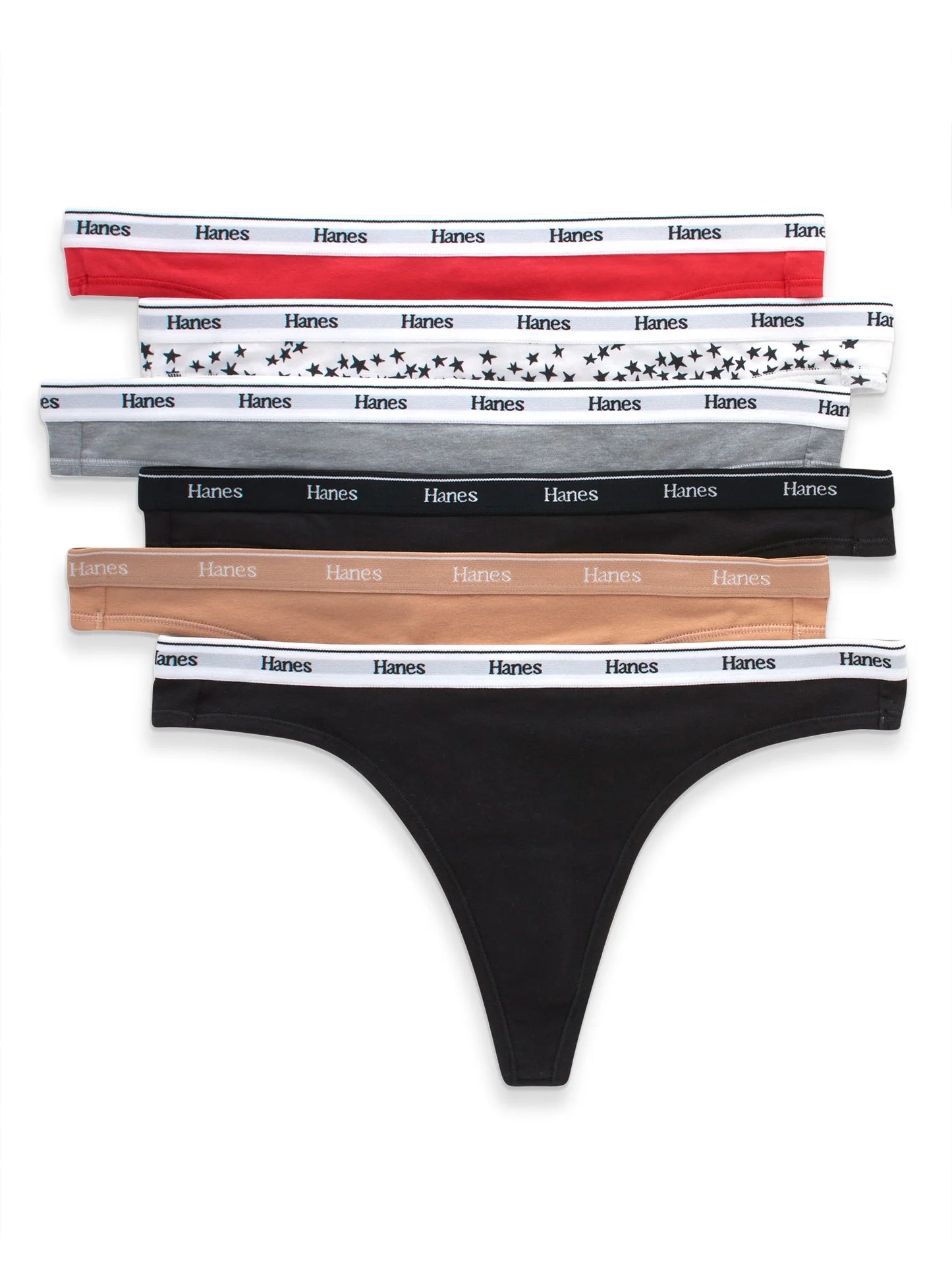 Originals Women'S Thong Underwear, Breathable Cotton Stretch, 6-Pack