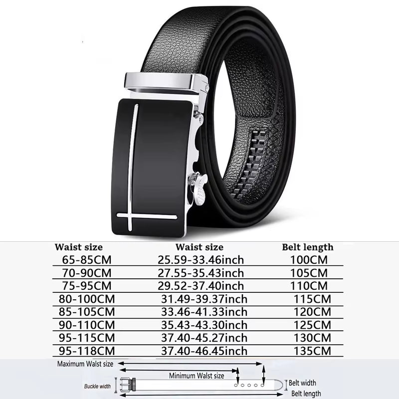 Men Belts Automatic Buckle Belt Genune Leather High Quality Black Male Belts for Men Leather Strap Casual Buises for Jeans