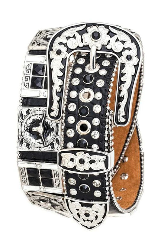 Long Horn Concho Crystal Western Belt