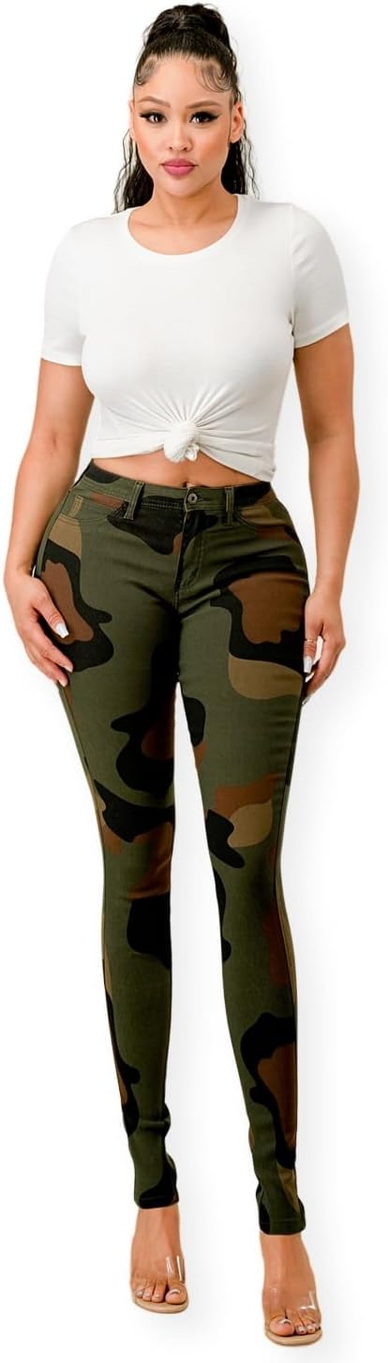 High Waisted-Rise Colored Stretch Skinny Destroyed Ripped Distressed Jeans for Women Olive Mustard RED
