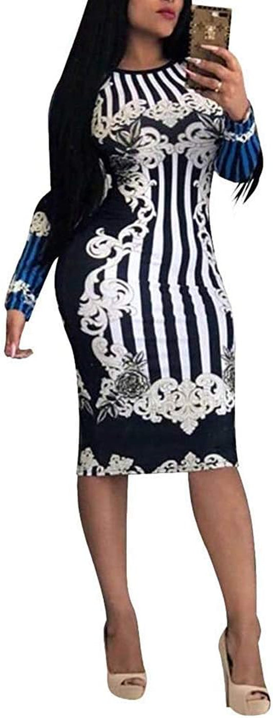 Sexy Dress for Women Long Sleeve Slim Fit Bodycon Pencil Zipper Business Suiting