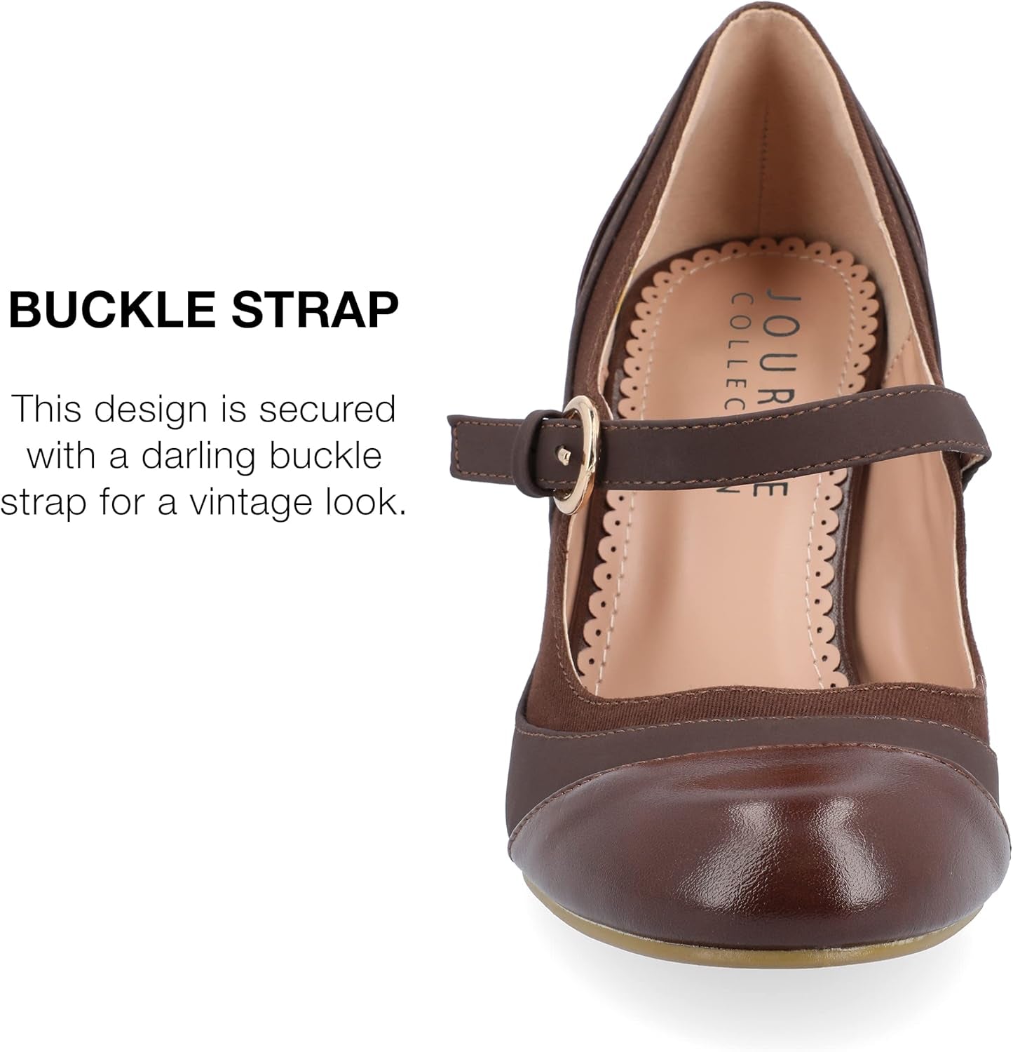 Womens Siri round Toe Block Heel Mary Jane Pumps - Size: 6 - Brown