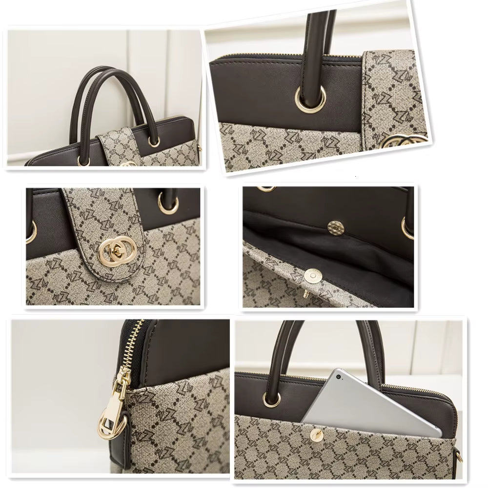 Fashion Women Leather Laptop Briefcases Office Lady Handbags for Woman Business Leather Handbag Notebook Computer Shoulder Bags