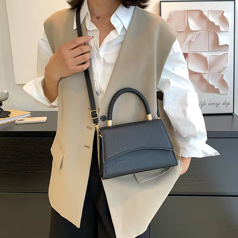 Solid Pu Leather Shoulder Bag Fashion Designer Handbags Top Handle Bags for Women Casual Crossbody Bags