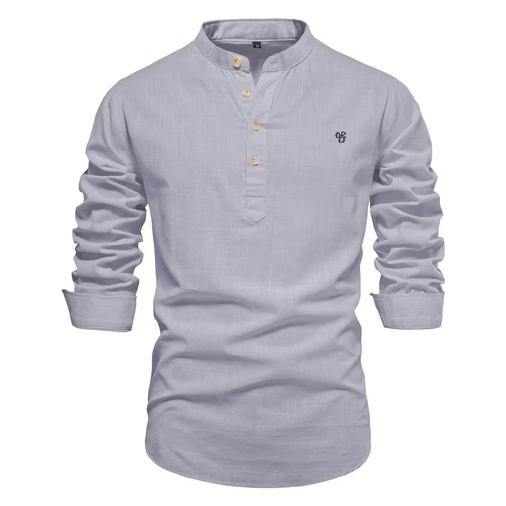 New Spring Cotton Social Shirt Men Solid Color High Quality Long Sleeve Shirt for Men Lapel Casual Social Men'S Shirts