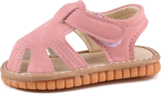 Toddler Boys & Girls Squeaky Sandals Closed-Toe Anti-Slip Rubber Sole First Walkers Shoes