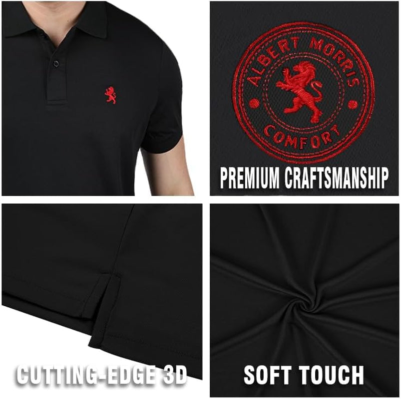 Mens Striped Short Sleeve Polo Shirts 4 Pack