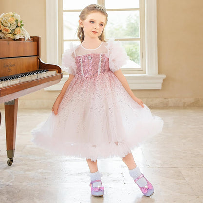 Girls Dress Shoes Mary Jane Wedding Flower Bridesmaids Heels Glitter Princess Shoes for Kids Toddler