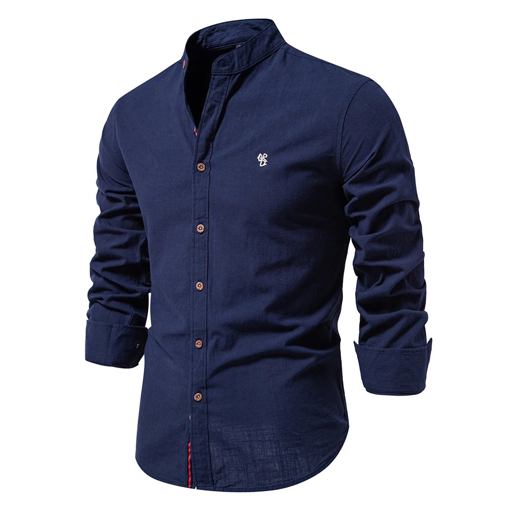 New Spring Cotton Social Shirt Men Solid Color High Quality Long Sleeve Shirt for Men Lapel Casual Social Men'S Shirts